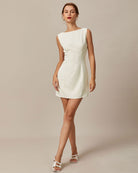 The Boat Neck Back Bowknot Dress Dresses - RIHOAS