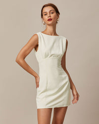 The Boat Neck Back Bowknot Dress Dresses - RIHOAS
