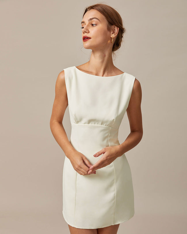 The Boat Neck Back Bowknot Dress Dresses - RIHOAS