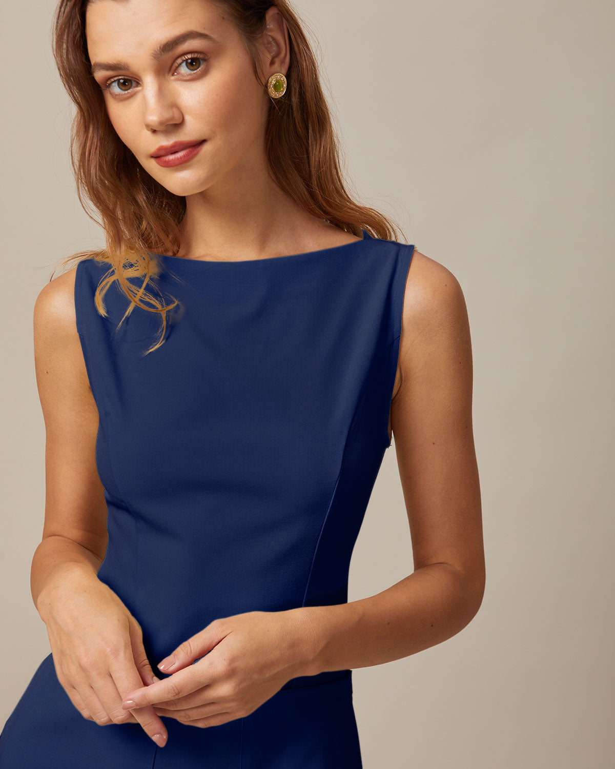 The Navy Boat Neck Cutout Mini Dress Reviews Navy Dresses RIHOAS