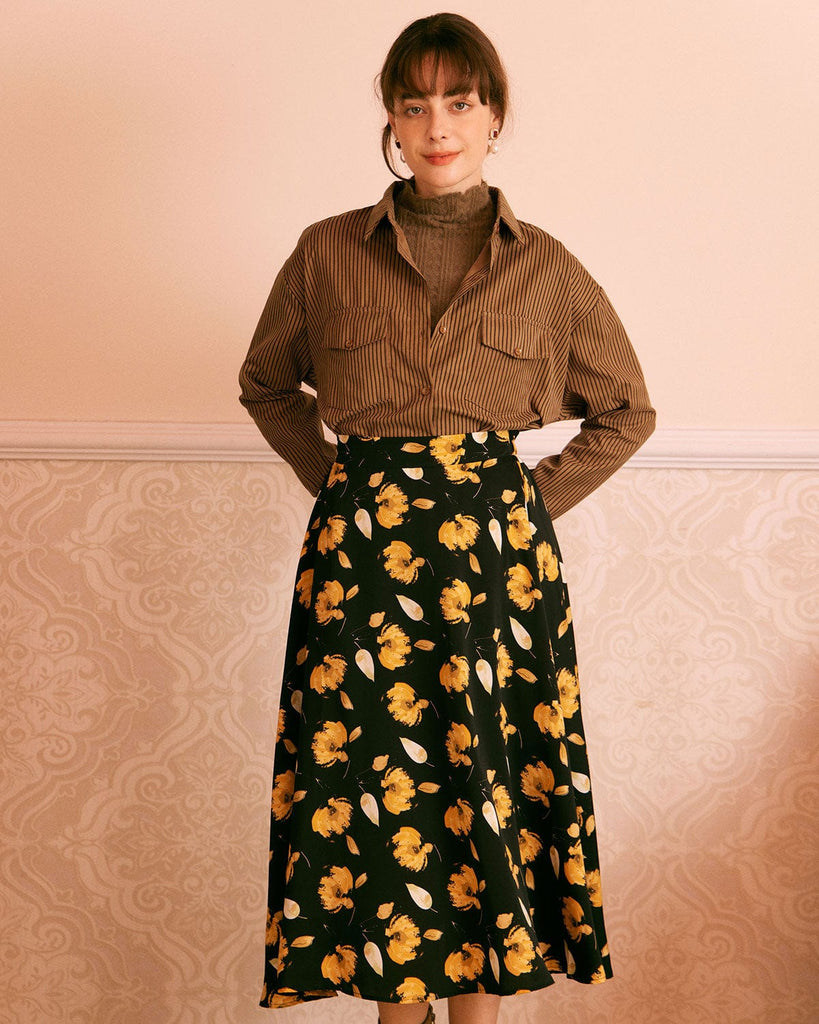 The Brown Striped Pocket Shirt Tops - RIHOAS