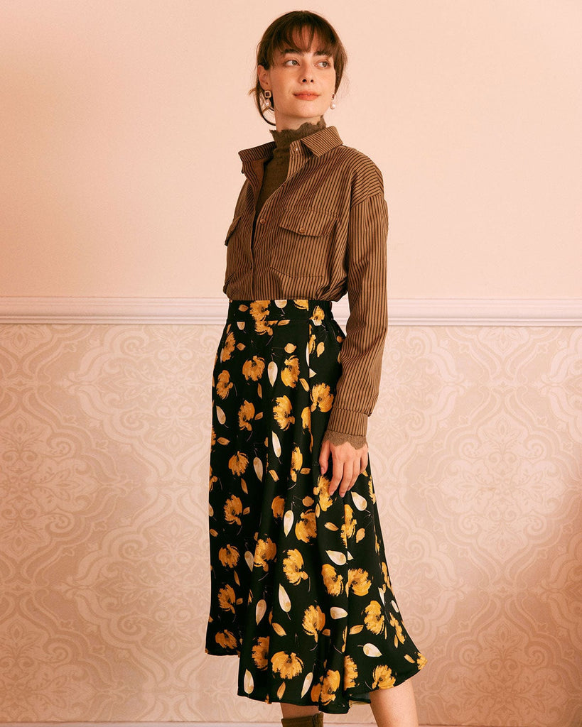 The Brown Striped Pocket Shirt Tops - RIHOAS