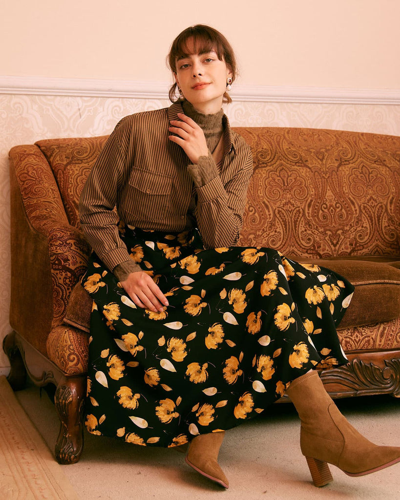 The Brown Striped Pocket Shirt Tops - RIHOAS