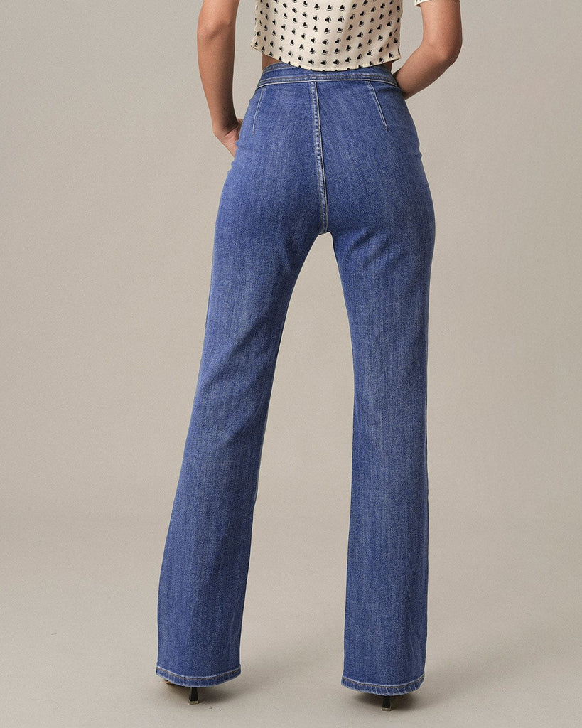 The Button-Up Flare Jeans Denim - RIHOAS