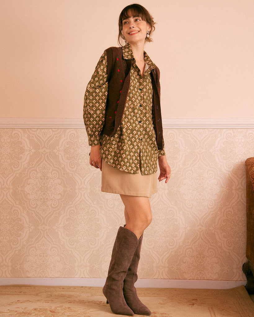 The Button-Up Geometric Shirt Tops - RIHOAS