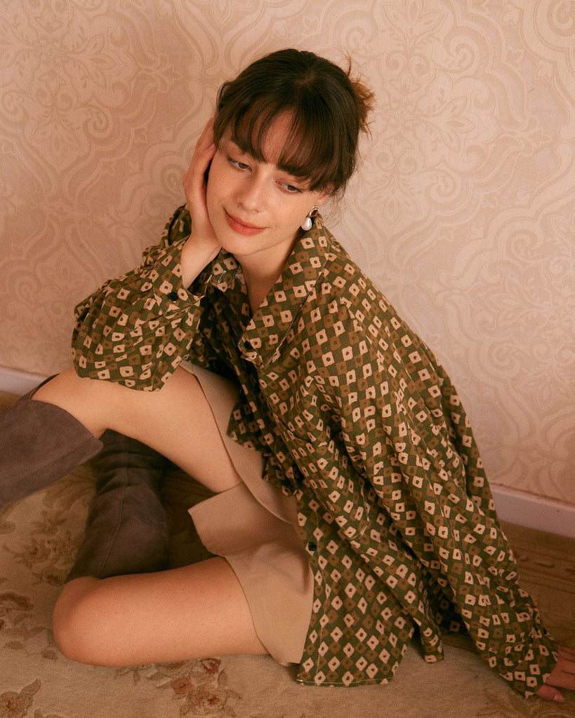 The Button-Up Geometric Shirt Tops - RIHOAS