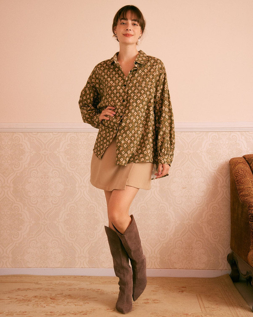 The Button-Up Geometric Shirt Tops - RIHOAS