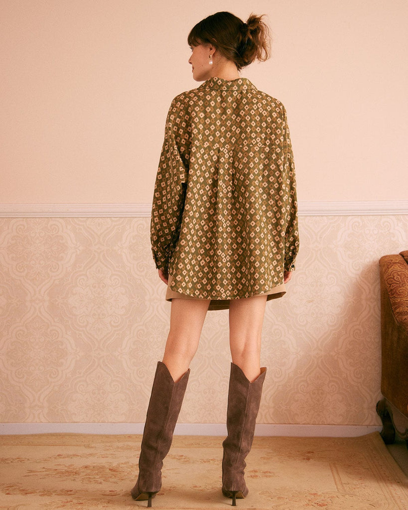 The Button-Up Geometric Shirt Tops - RIHOAS