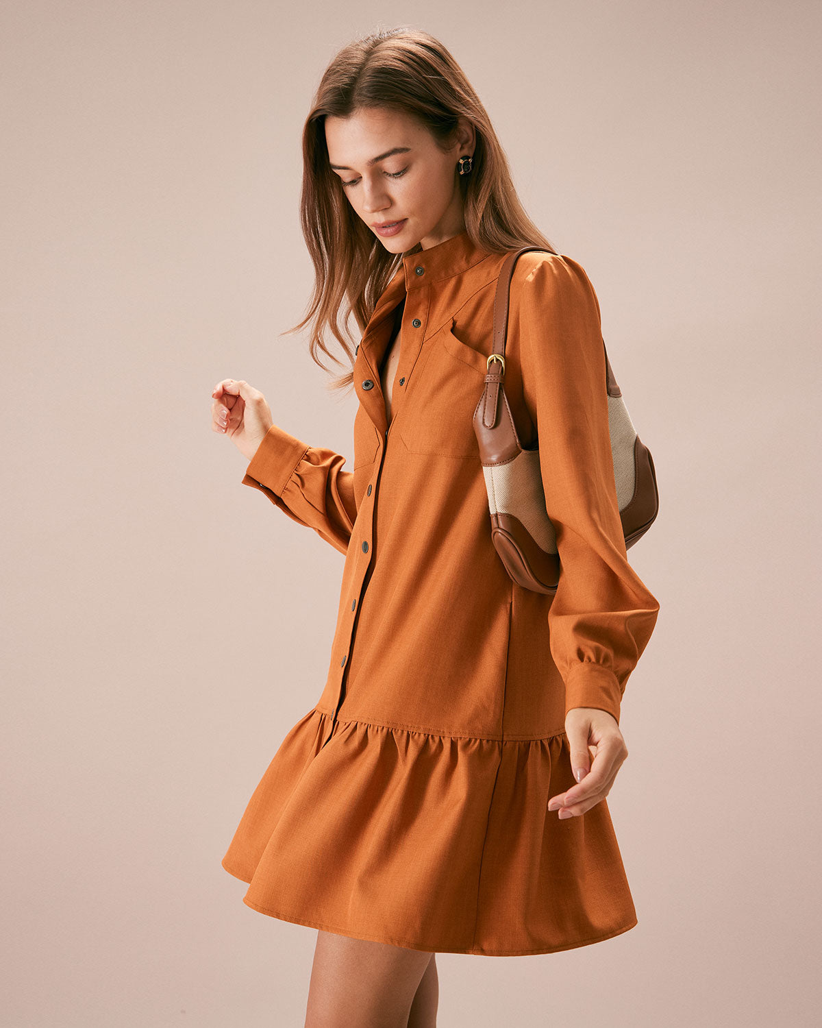 The Caramel Mock Neck ALine Mini Dress & Reviews Caramel Dresses