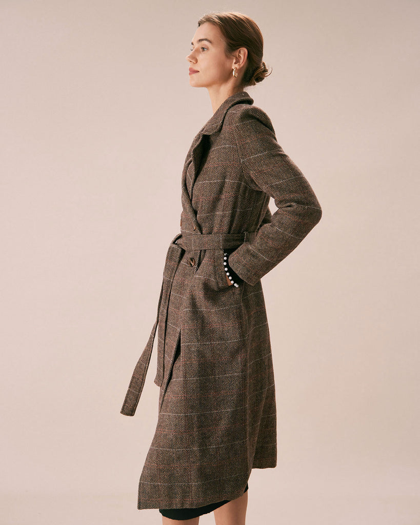 The Coffee Lapel Double Breasted Coat Outerwear - RIHOAS