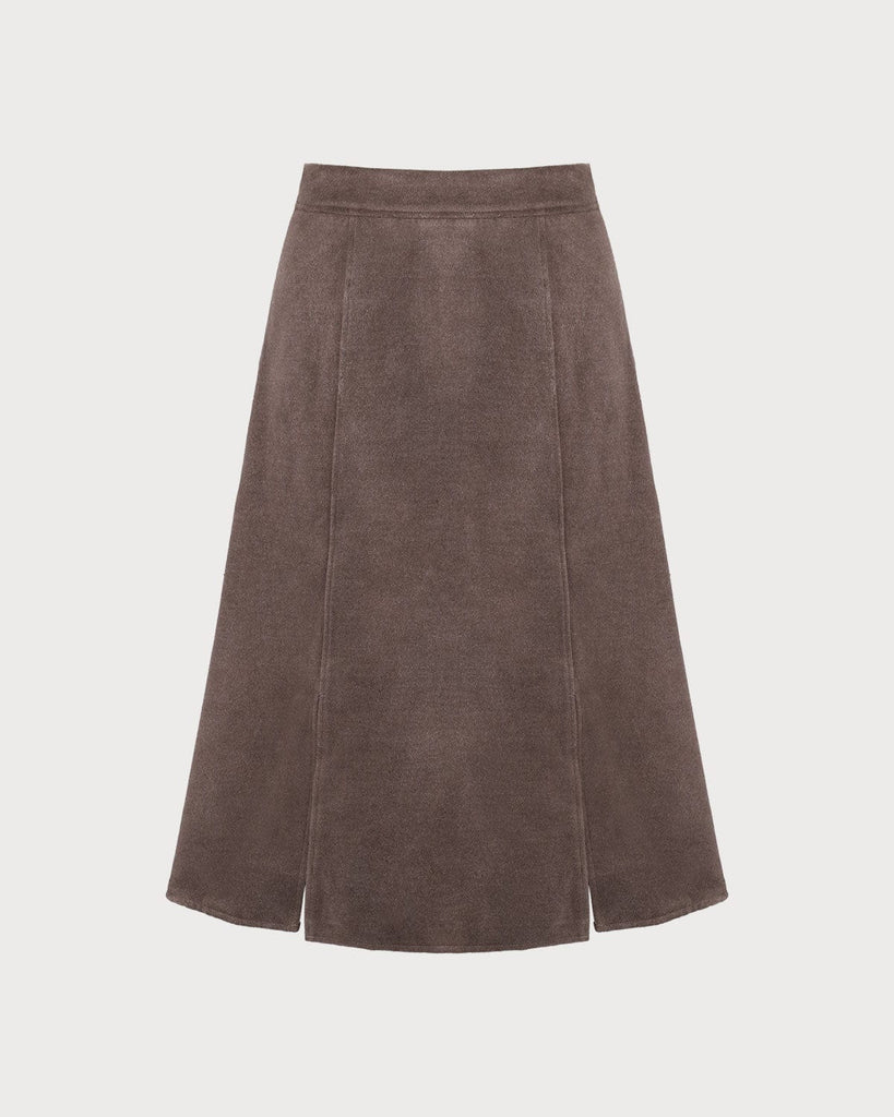The Coffee Split Hem Midi Skirt Coffee Bottoms - RIHOAS