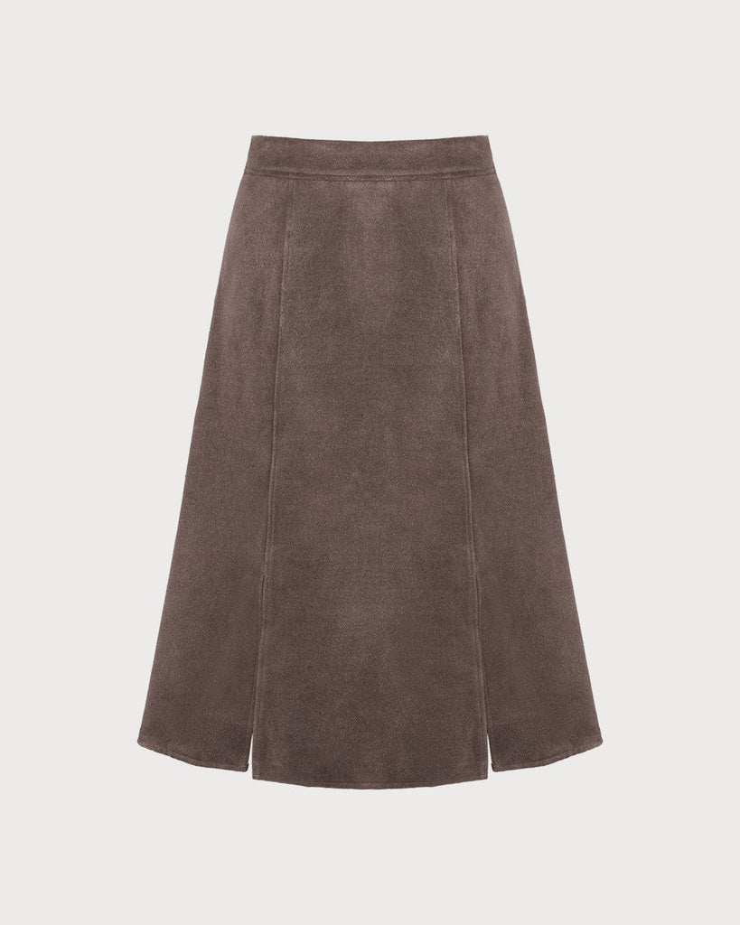 The Coffee Split Hem Midi Skirt Coffee Bottoms - RIHOAS