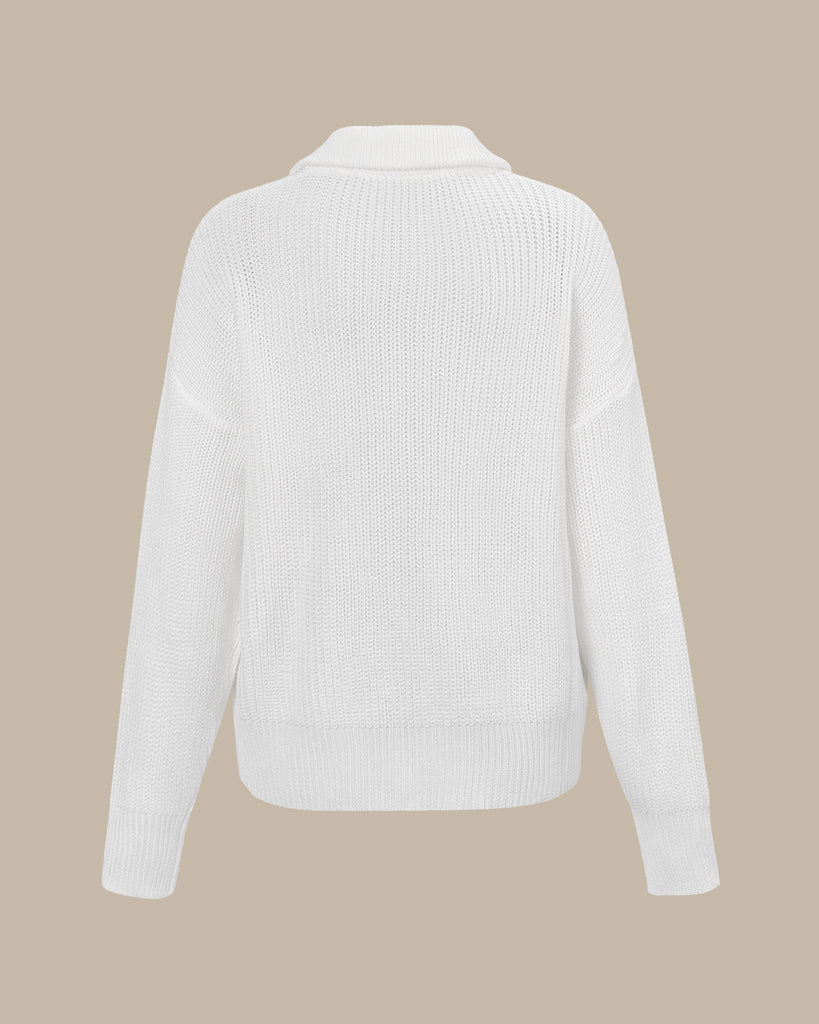 The Collared Drop Shoulder Sweater Tops - RIHOAS