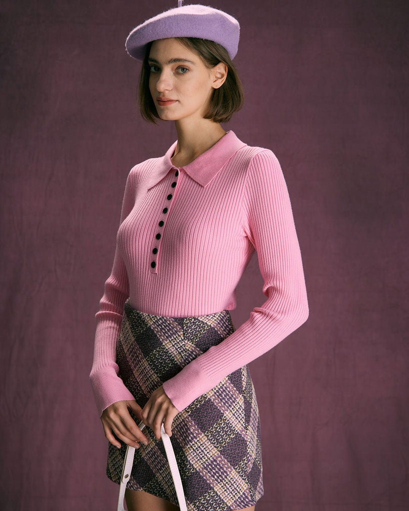 The Collared Long Sleeve Knit Top Tops - RIHOAS