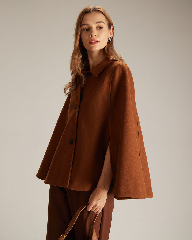 The Collared Single Breasted Cape Outerwear - RIHOAS