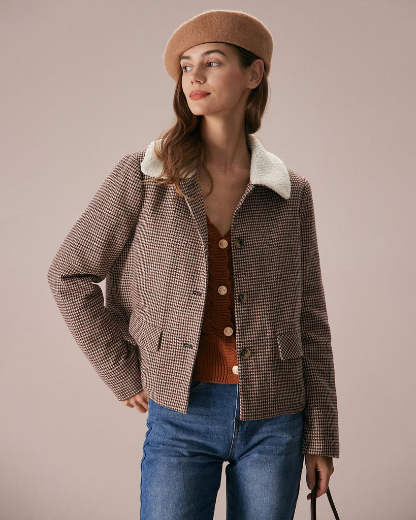 The Collared Teddy Houndstooth Jacket Outerwear - RIHOAS