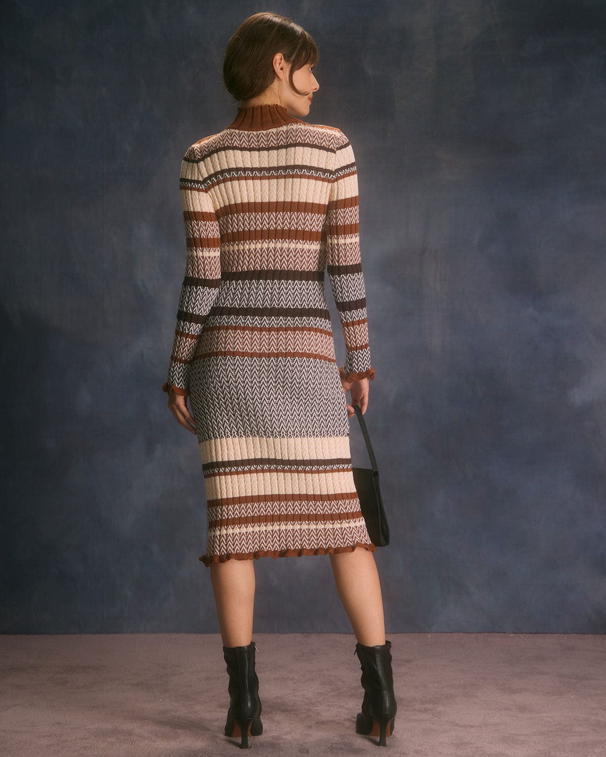 The Multi Colorblock Striped Knit Midi Dress