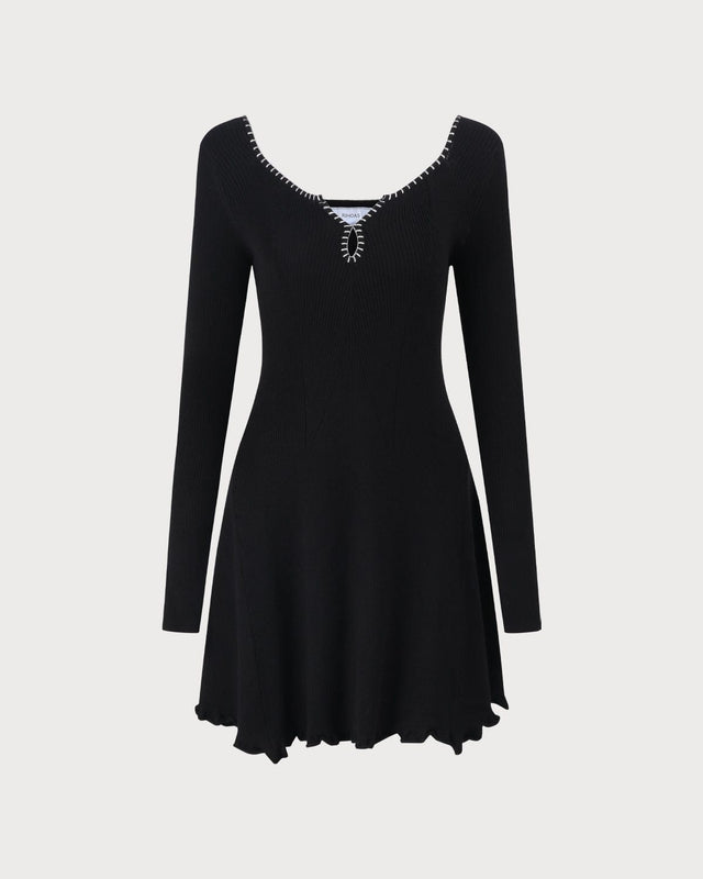 The Contrast Trim Knitted Dress Dresses - RIHOAS