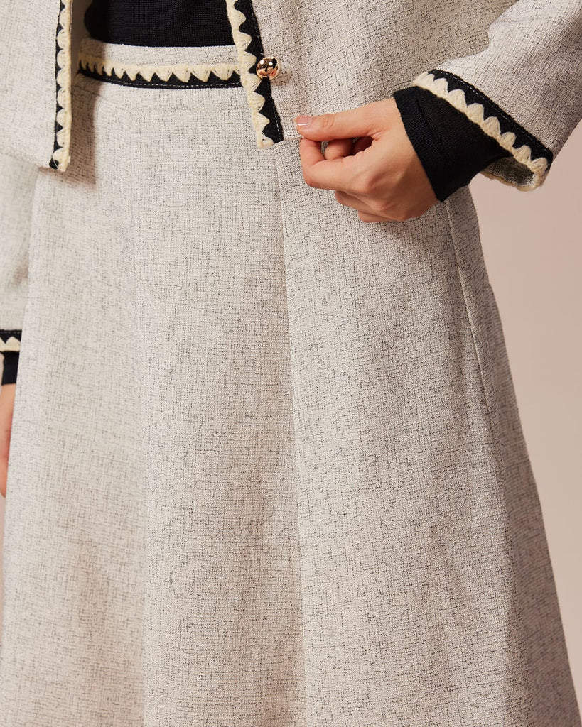 The Contrast Trim Midi Skirt Bottoms - RIHOAS