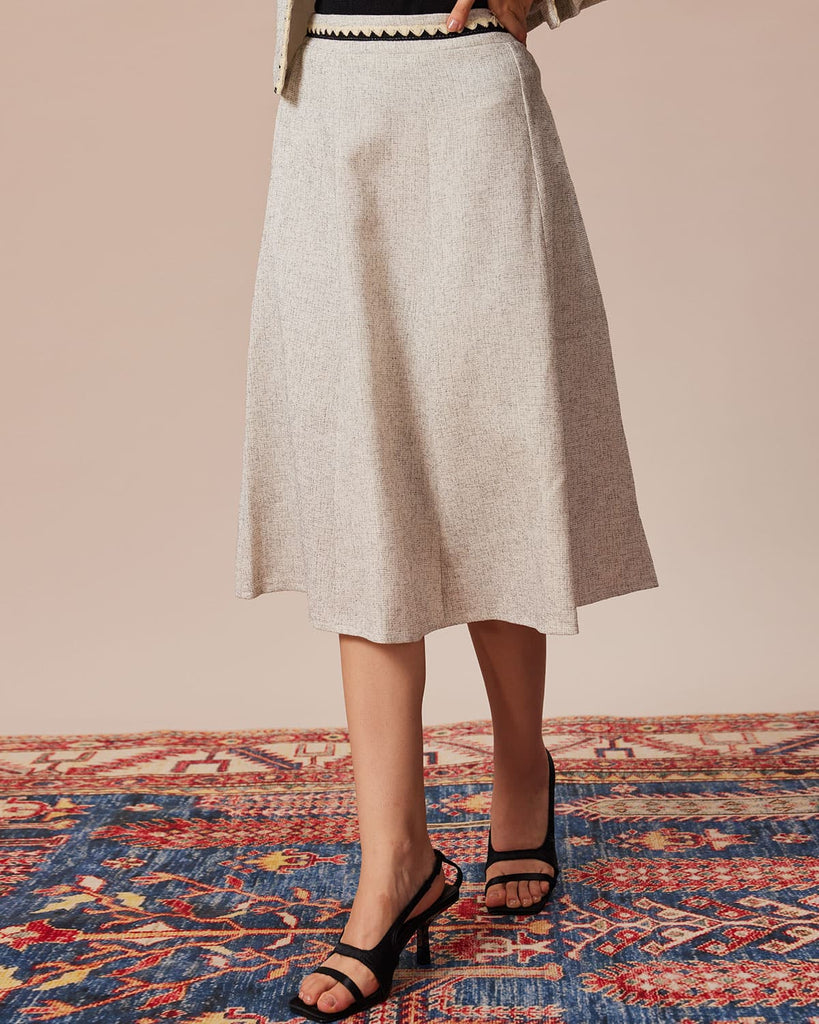 The Contrast Trim Midi Skirt Bottoms - RIHOAS
