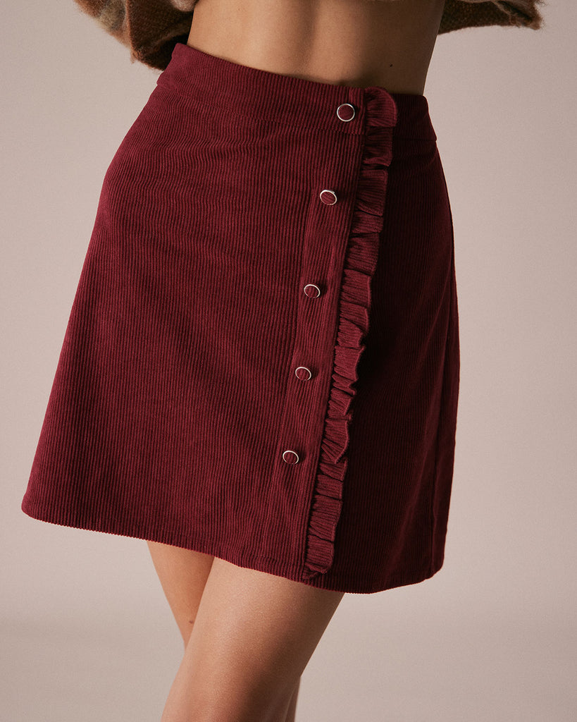 The Corduroy Ruffle Mini Skirt Bottoms - RIHOAS