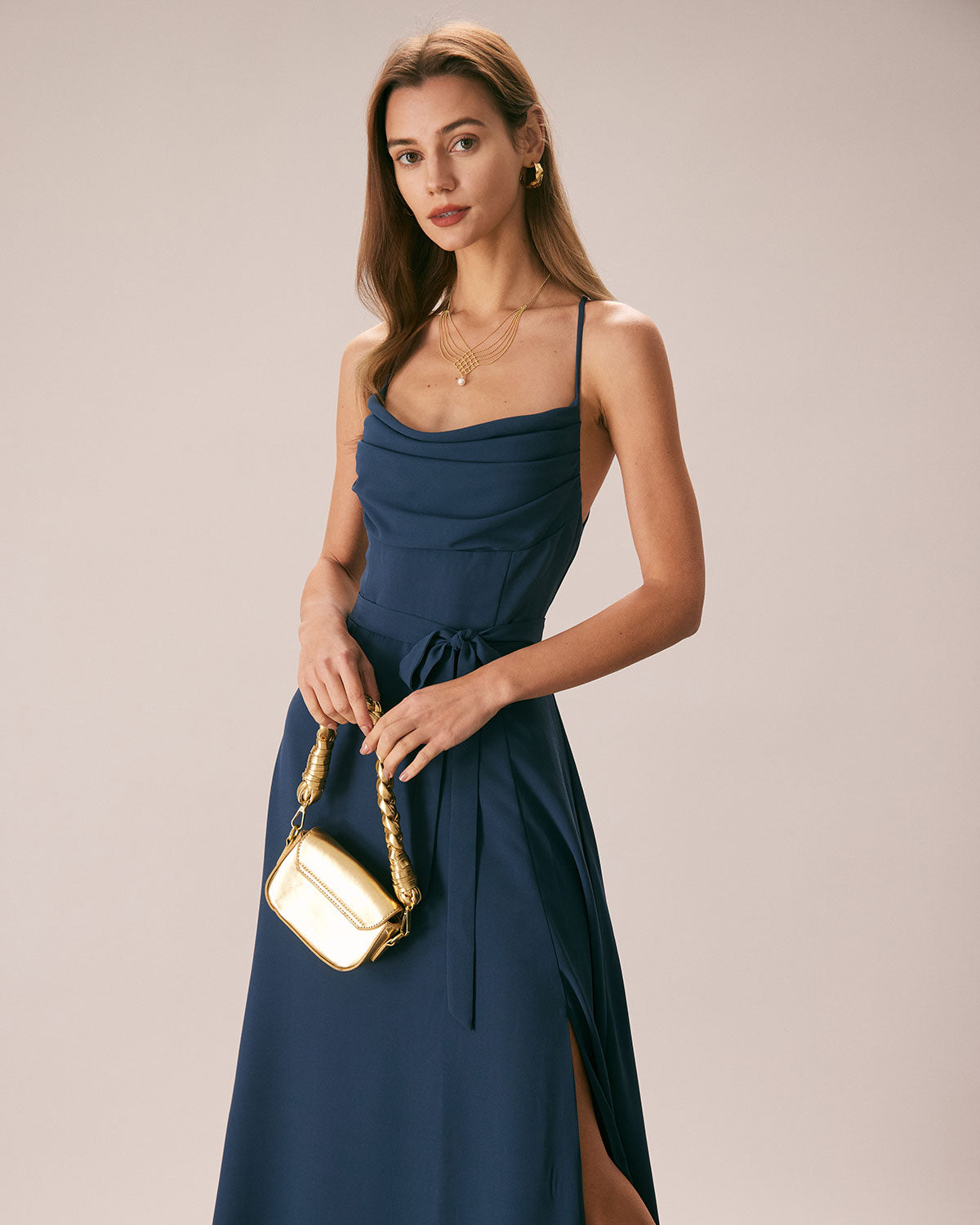 The Navy Cowl Neck Cutout Back Maxi Dress & Reviews - Navy - Dresses | RIHOAS The Navy Cowl Neck Cutout Back Maxi Dress & Reviews - Navy - Dresses | RIHOAS