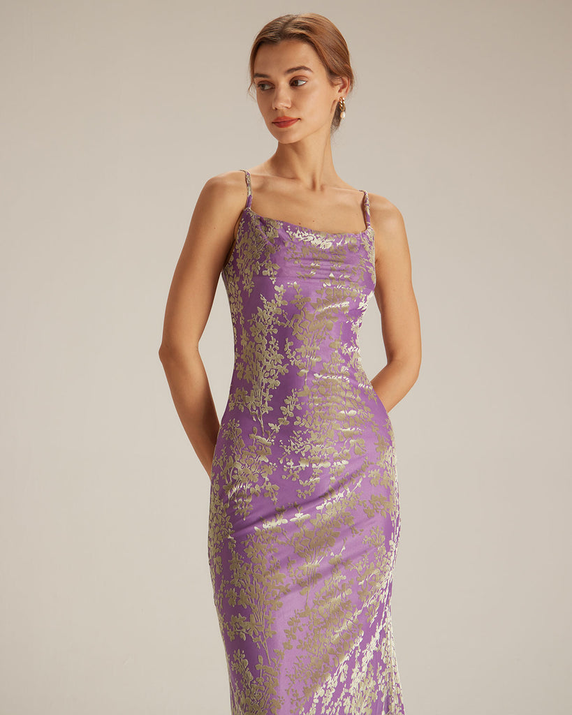 The Cowl Neck Floral Burnout Dress Dresses - RIHOAS