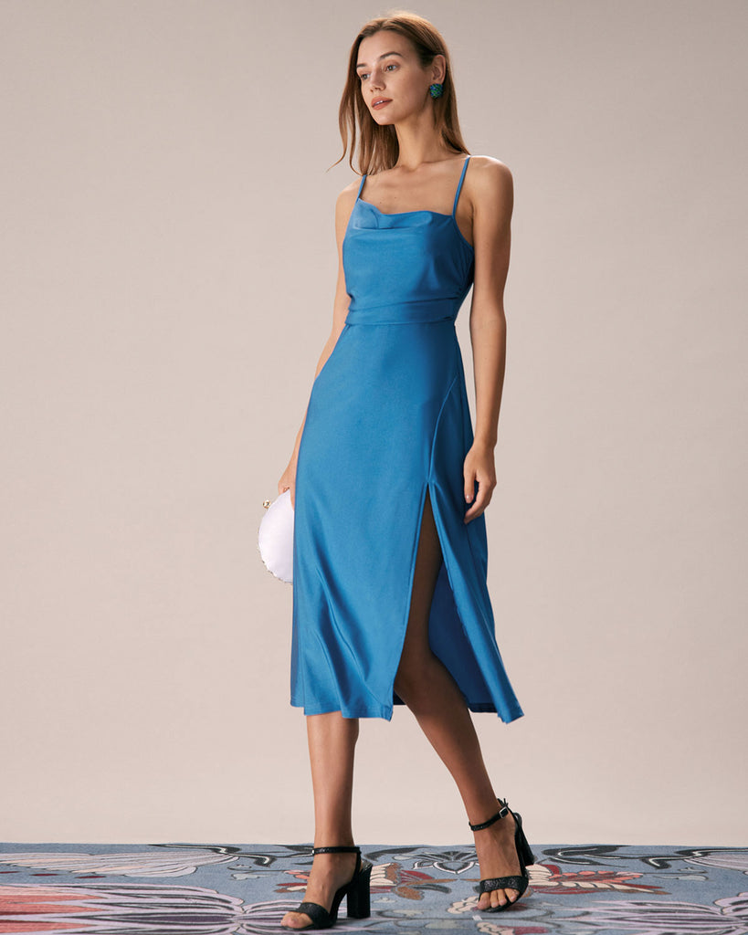 The Cowl Neck Ruched Dress Dresses - RIHOAS