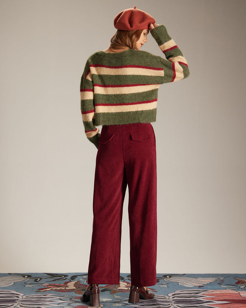 The Crew-Neck Button Color Sweater Tops - RIHOAS