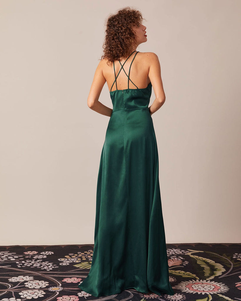 The Deep V Neck Backless Maxi Dress Dresses - RIHOAS