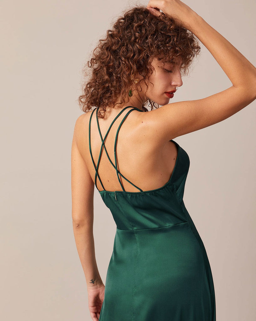 The Deep V Neck Backless Maxi Dress Dresses - RIHOAS