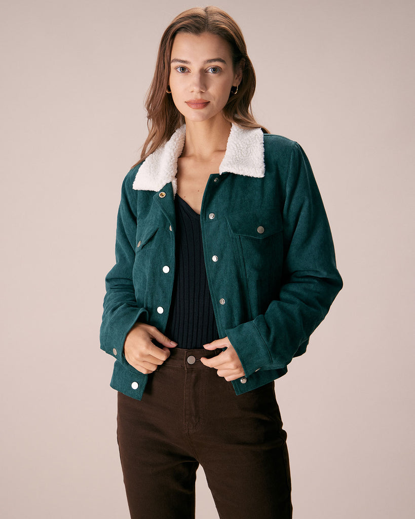The Double Pocket Corduroy Jacket Green Outerwear - RIHOAS