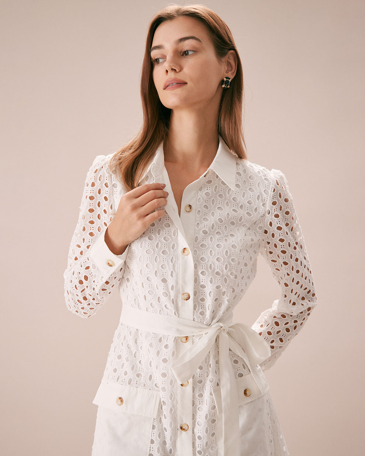 The White Eyelet Embroidery Shirt Mini Dress Reviews White