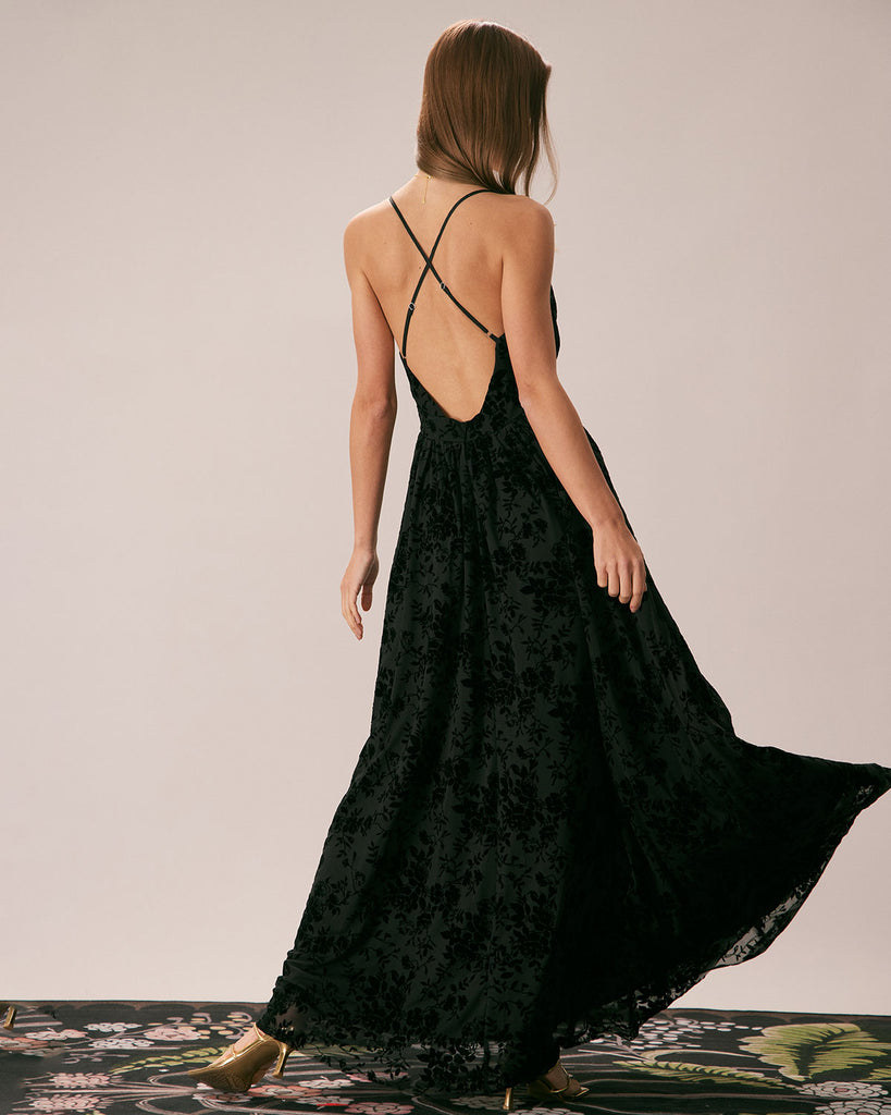 Flocked mesh maxi dress deals