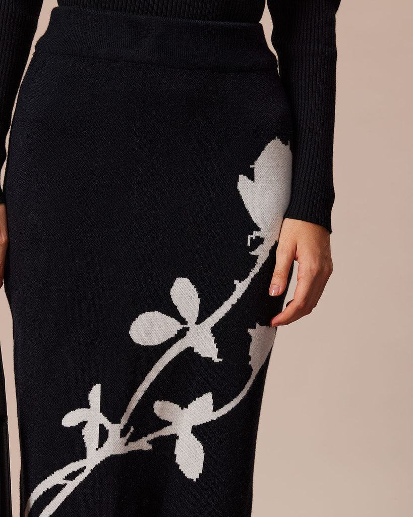 The Floral Pattern Knit Skirt Bottoms - RIHOAS