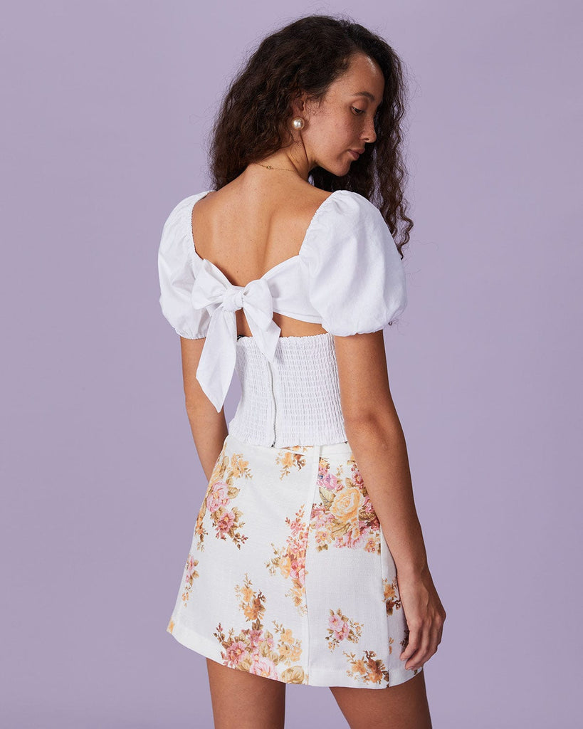 The Floral Print Belted Mini Skirt Bottoms - RIHOAS
