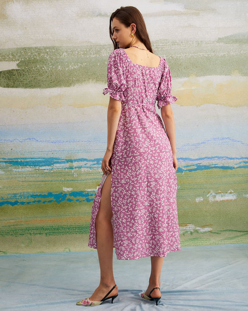 The Floral Puff Sleeve Maxi Dress Dresses - RIHOAS
