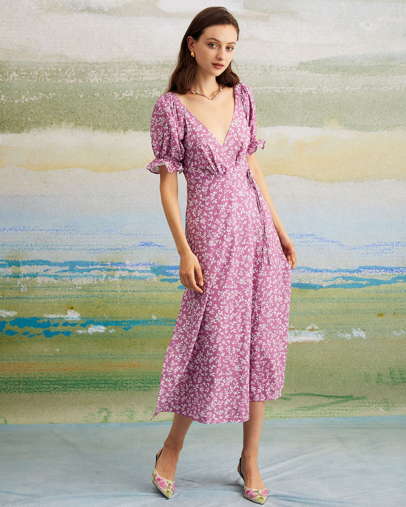 The Floral Puff Sleeve Maxi Dress Dresses - RIHOAS