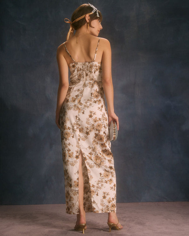 The Floral Slit Maxi Dress Women s Floral Sleeveless Maxi Tie Strap Floral Maxi Dresses With Side Silt Green Dresses RIHOAS