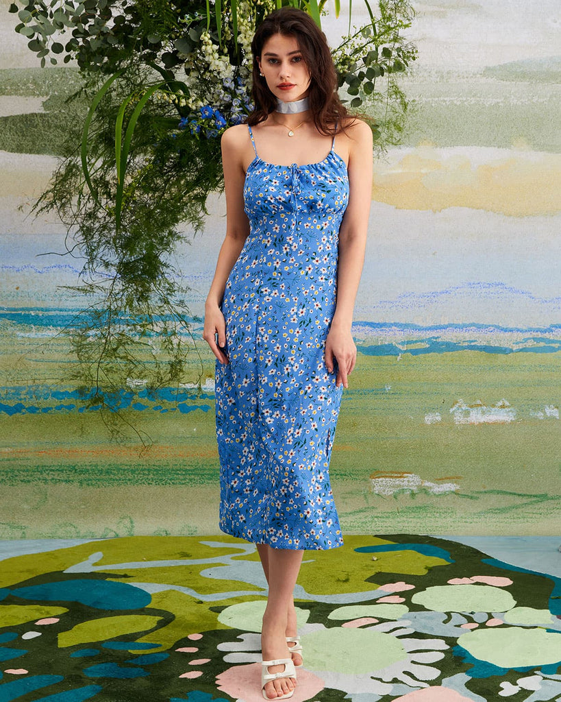 The Floral Tie Front Midi Dress Dresses - RIHOAS