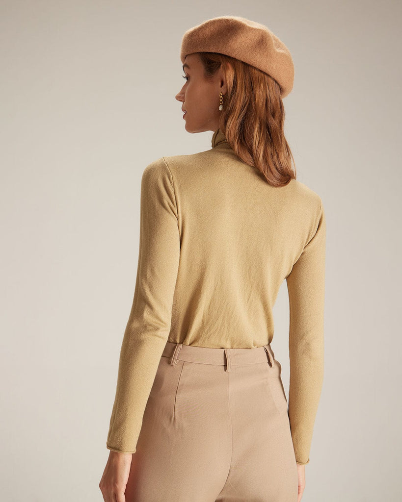 The Ginger Turtleneck Stretch Knit Top Tops - RIHOAS