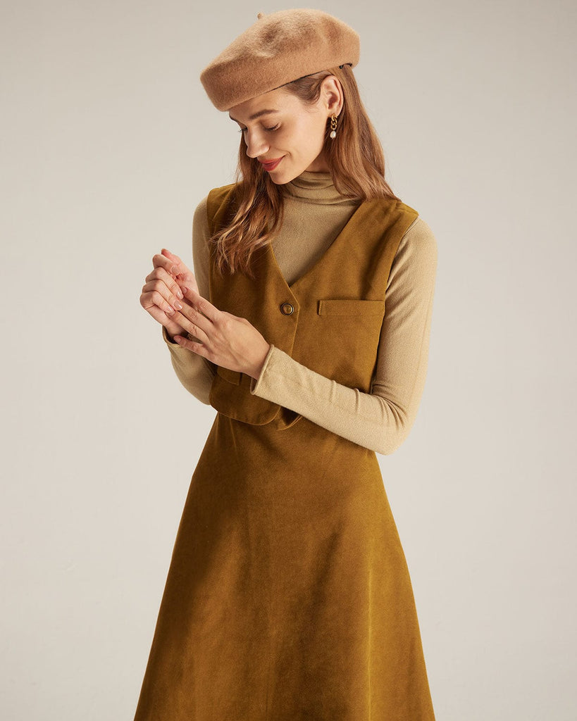 The Ginger V-Neck Vest Dress Dresses - RIHOAS