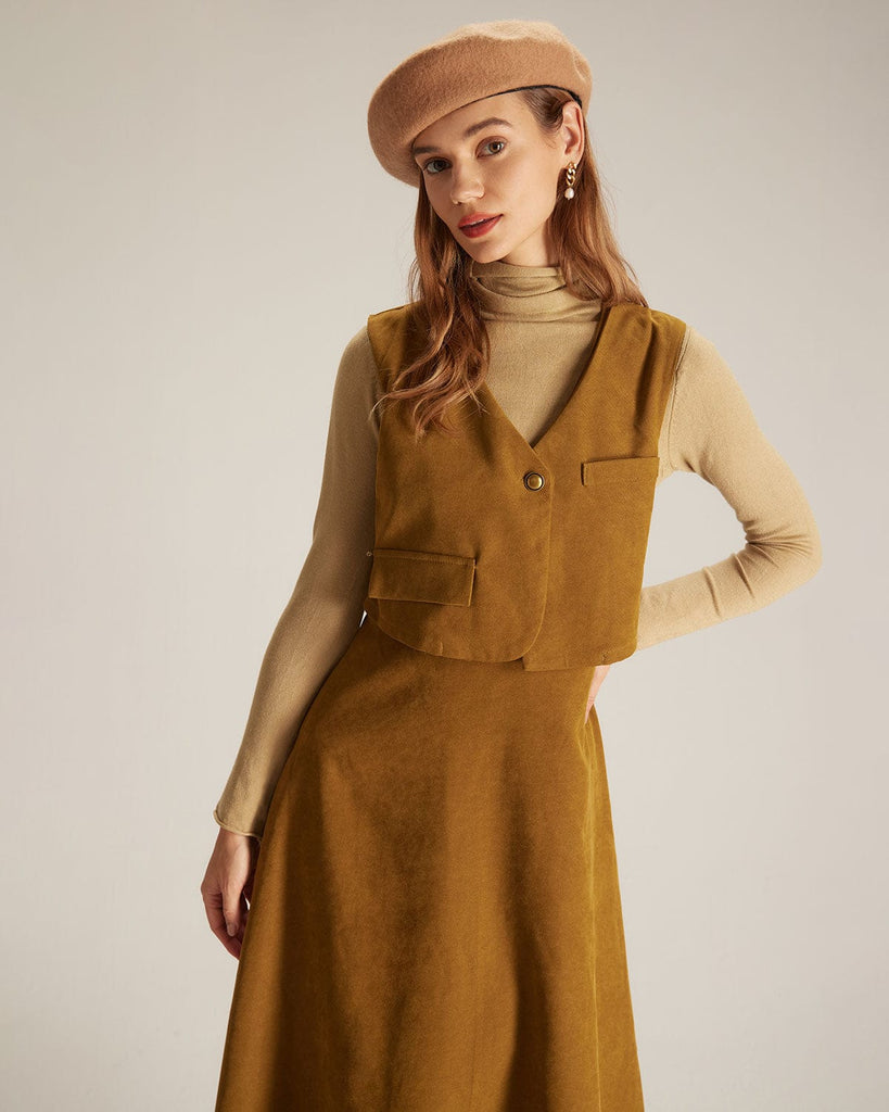 The Ginger V-Neck Vest Dress Dresses - RIHOAS