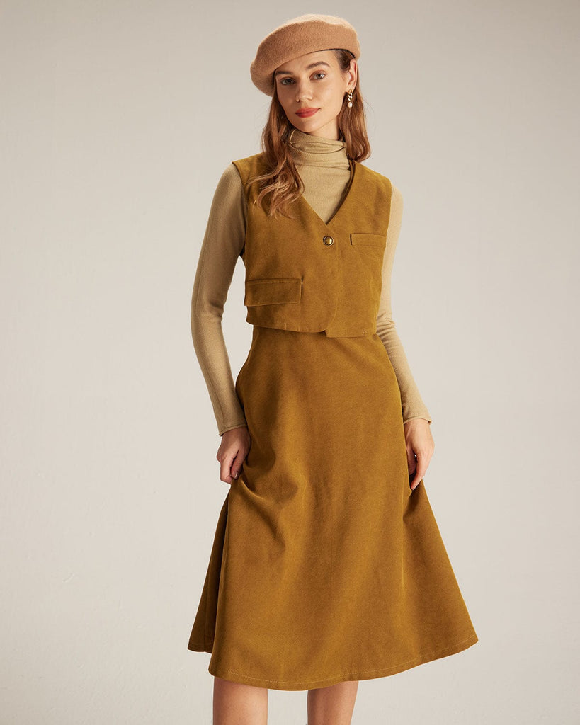 The Ginger V-Neck Vest Dress Ginger Dresses - RIHOAS