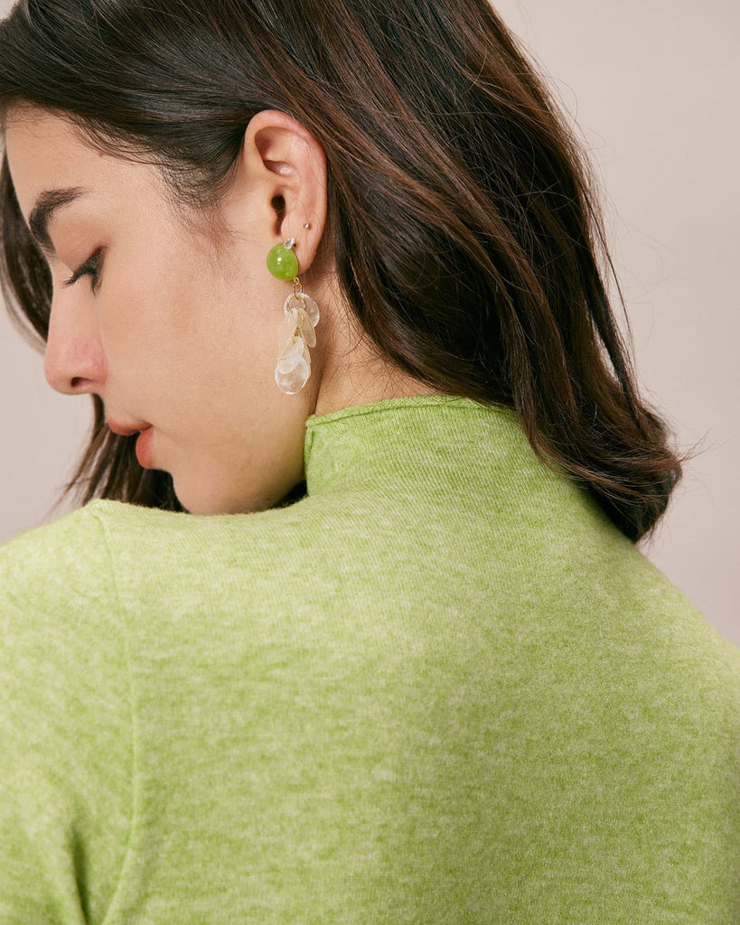 The Green Mock Neck Knit Top Tops - RIHOAS