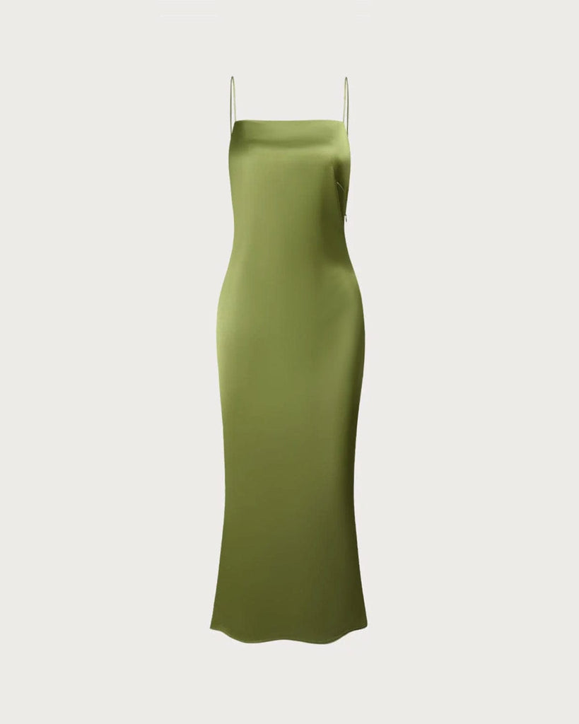 The Green Satin Mermaid Maxi Dress Dresses - RIHOAS