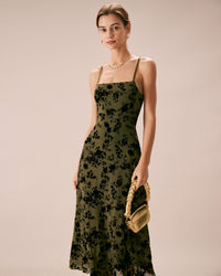 The Green Floral Burnout A-Line Slip Midi Dress & Reviews - Green - Dresses | RIHOAS The Green Floral Burnout A-Line Slip Midi Dress & Reviews - Green - Dresses | RIHOAS