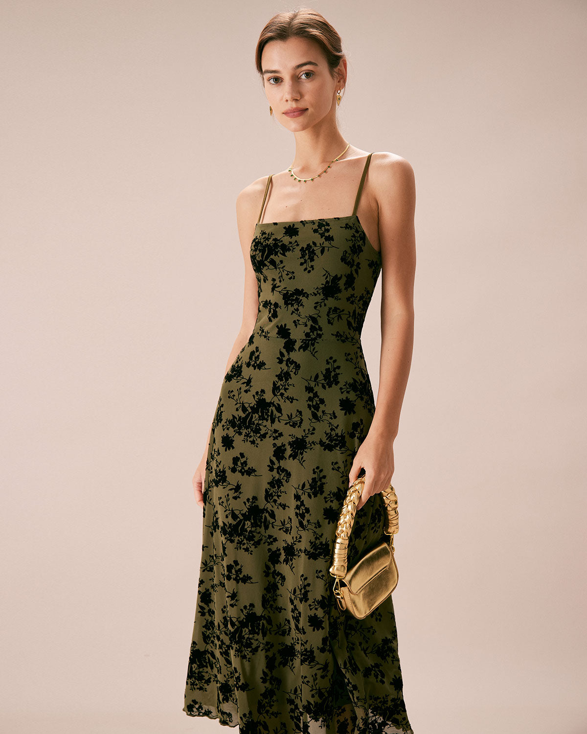 Floral Burnout Line Slip Midi Dress