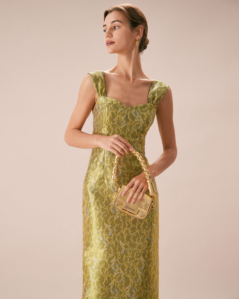 The Green Sweetheart Neck Floral Maxi Dress Dresses - RIHOAS