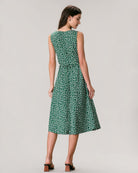The Green V Neck Floral Button Midi Dress Dresses - RIHOAS